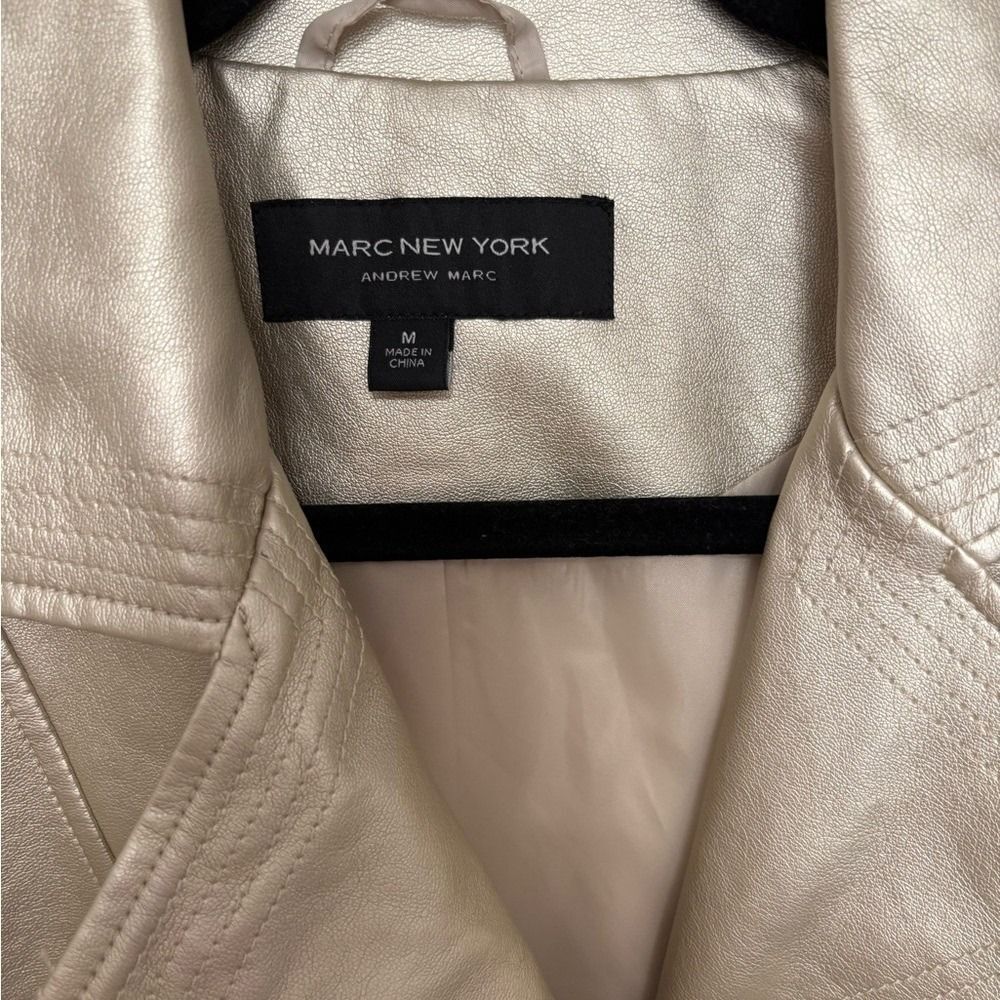 Marc New York Women's Metallic and Cream Leather Jacket - Picture 2 of 8